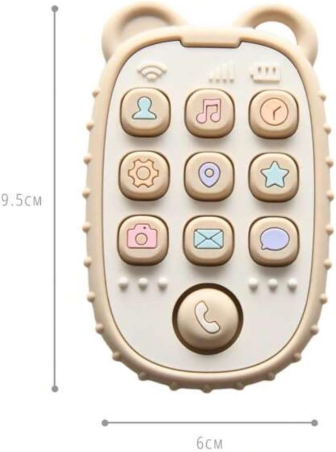 Baby Teether Phone Toy – Soft Silicone Mobile Phone Shape Teething Toy for Infants – BPA-Free, Food-Grade, Safe & Fun Oral Care Teether for Babies 3+ Months – Cute Mobile Design (Cream)