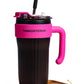 Insulated Tumbler with Handle and Straw Lid, Stainless Steel Coffee Mug Portable Coffee Tumbler Leak-Proof Coffee Cup Travel Mug Hot and Cold BPA-Free Fit in Car Cup Holder 860ml (Black)
