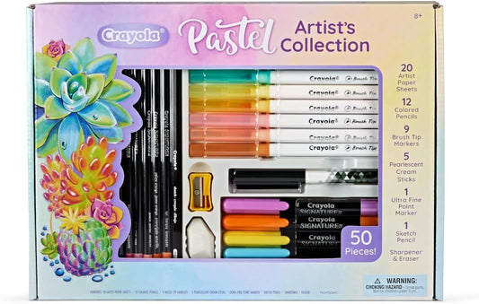 Crayola Pastel Artist Collection Kit | This ideal starter art set for beginners, also works great as an add-on to current color collections | Wonderful for birthdays and holidays, these art supplies are safe and nontoxic for ages, 8 & up.