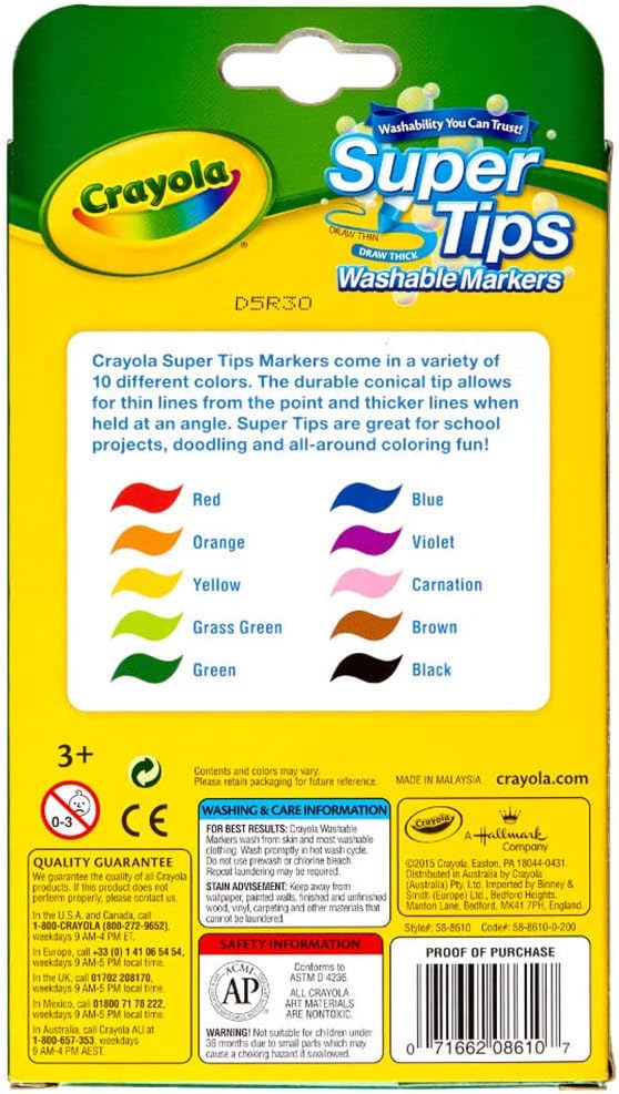 10 ct. Washable Super Tips Markers