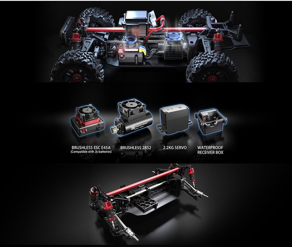 MJX - HYPER GO 1/14 Brushless High-Speed RC Car Vehicle Models 60-75km/h 3SBattery | 2.4Ghz Off-Road RC Truck | Front and Rear Bone dog shaft is Metal Version | various terrain 4 WHEEL DRIVE |Suitable Ages 14+ (Multicolour)