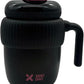 Super Cute Pink Coffee Water Cup for Office or Home Vacuum Insulated Stainless Steel with Handle Leak Proof Hygienic Large Capacity 12 Hours Hot and Cold 420ml (Black)