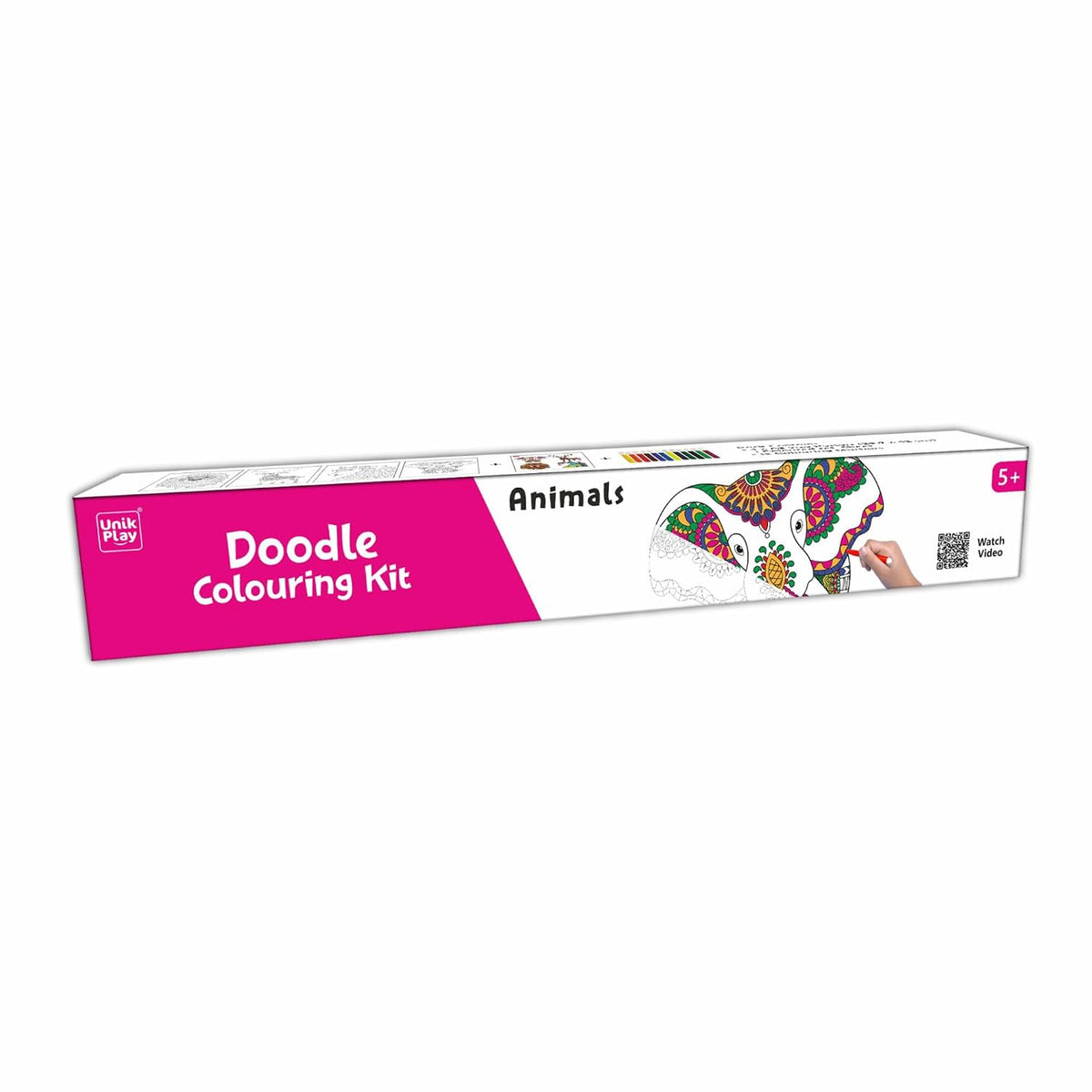 Unikplay Doodle Colouring Kit – Animals | Creative Art & Craft Set with Posters, Markers & Stickers for Kids