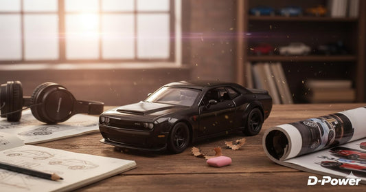 D-Power 1:36 Diecast Dodge Challenger SRT Demon 2018 – Matte Black, Pull Back, Collectible Model Car