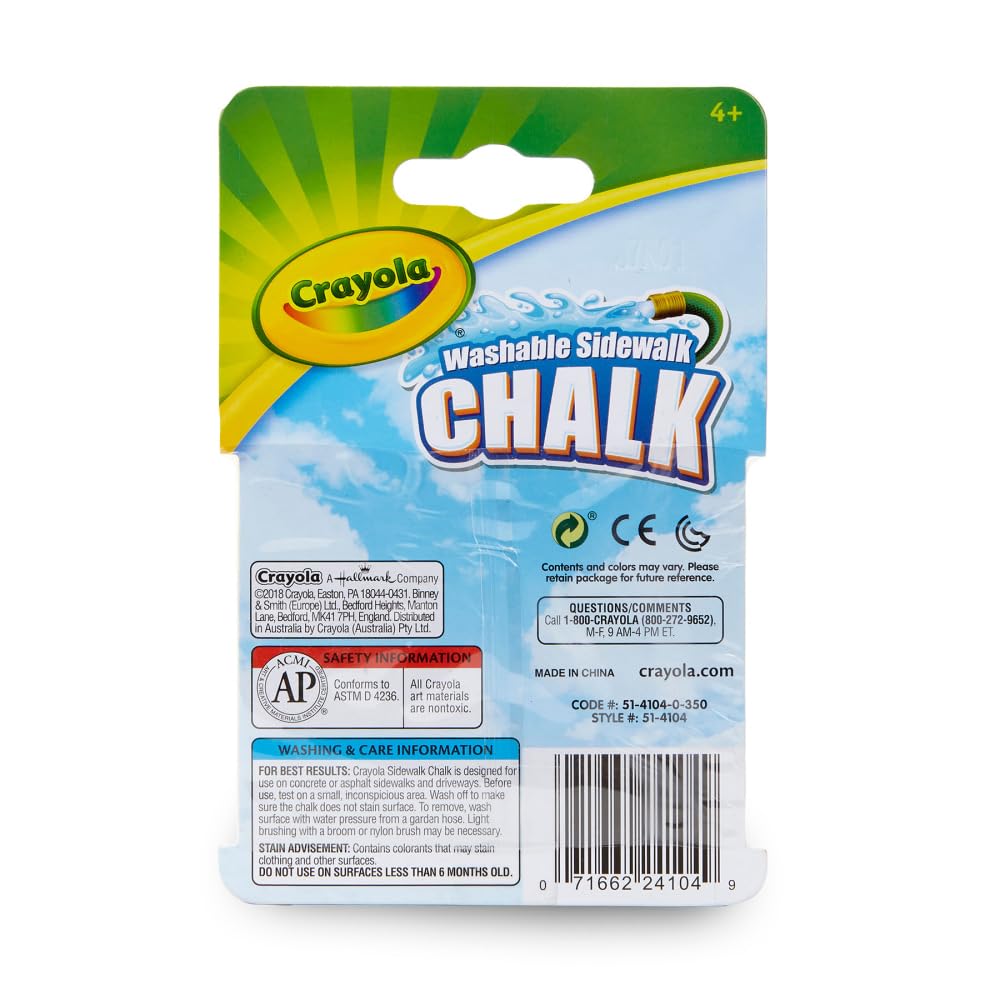 Crayola Sidewalk Chalk, Multicolor with 4 chalks