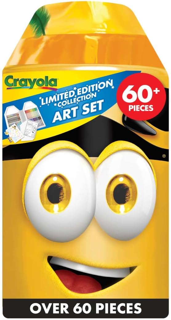Crayola Yellow Limited Edition Art Case – Collectible Set with Retired & Classic Crayons, Pip-Squeaks Markers, Coloring Pages & Stickers | Portable Kids Art Kit & Gift for Creative Fun