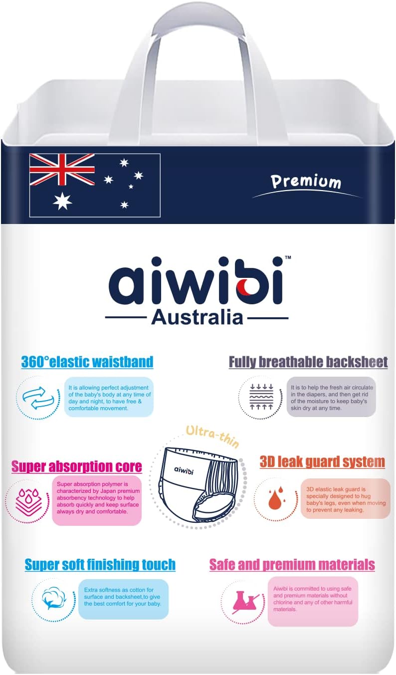 Aiwibi Premium Baby Pants Diaper,Size L 9-14KG 24 Pieces