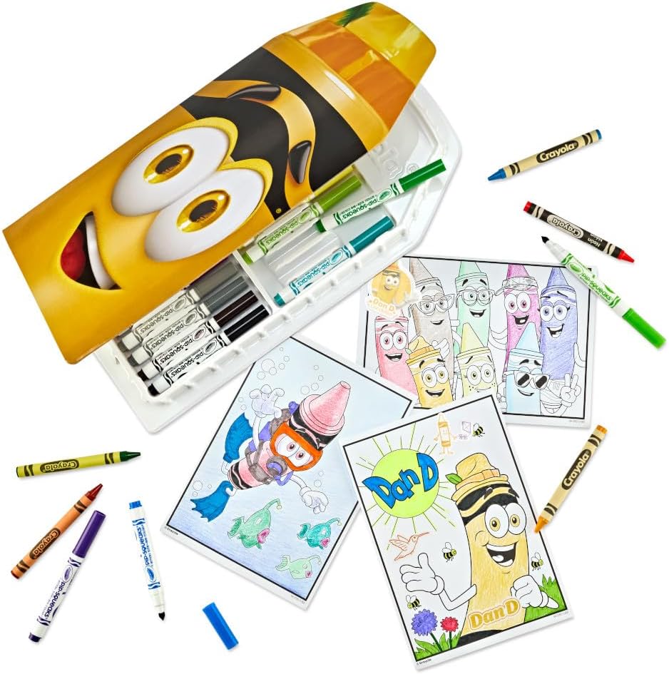 Crayola Yellow Limited Edition Art Case – Collectible Set with Retired & Classic Crayons, Pip-Squeaks Markers, Coloring Pages & Stickers | Portable Kids Art Kit & Gift for Creative Fun