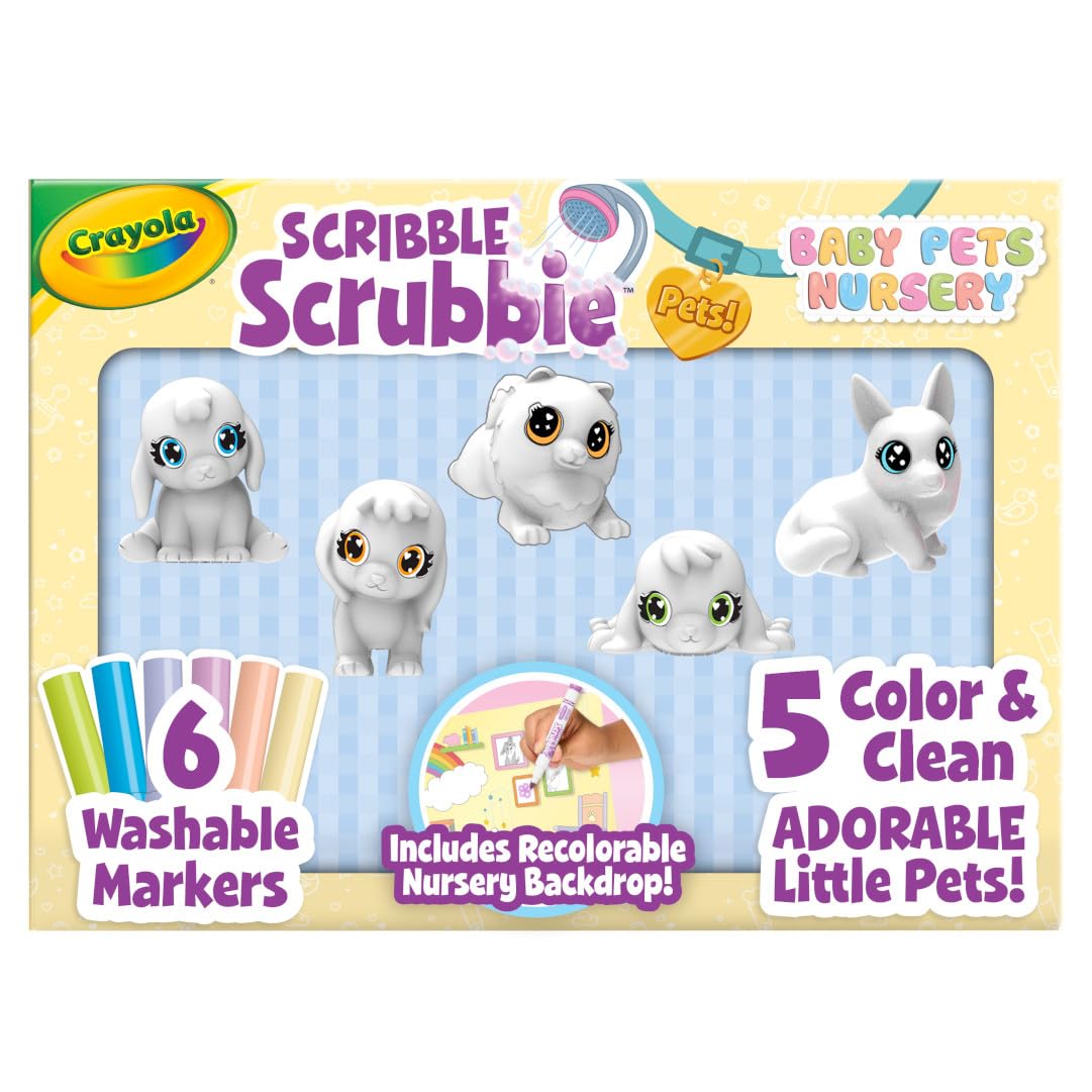 Crayola Scribble Scrubbie Baby Pets Nursery, Baby Animal Toys for Toddlers & Kids, Gift for Girls & Boys, Ages 3+