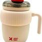 Super Cute Pink Coffee Water Cup for Office or Home Vacuum Insulated Stainless Steel with Handle Leak Proof Hygienic Large Capacity 12 Hours Hot and Cold 420ml (Cream)