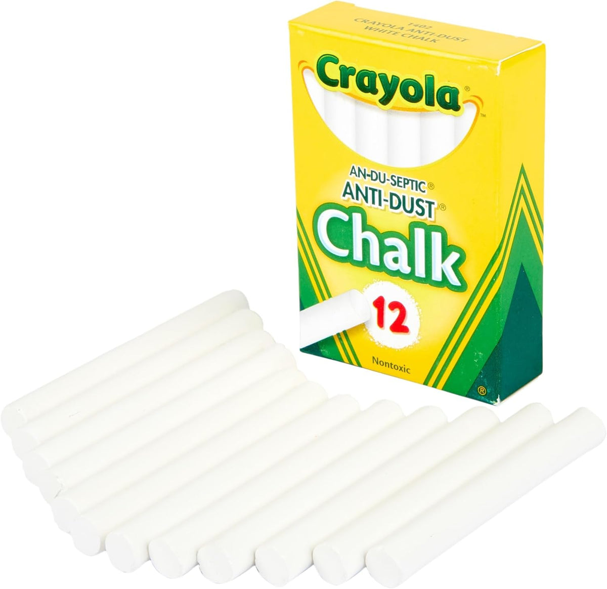 CRAYOLA Anti-Dust White Chalk 12 Count (Pack of 1) | Smooth Texture Makes Writing & Drawing on Blackboards Easy