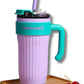 Insulated Tumbler with Handle and Straw Lid, Stainless Steel Coffee Mug Portable Coffee Tumbler Leak-Proof Coffee Cup Travel Mug Hot and Cold BPA-Free Fit in Car Cup Holder 860ml (Purple)