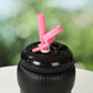 Super Cute Pink Coffee Water Cup for Office or Home Vacuum Insulated Stainless Steel with Handle Leak Proof Hygienic Large Capacity 12 Hours Hot and Cold 420ml (Black)