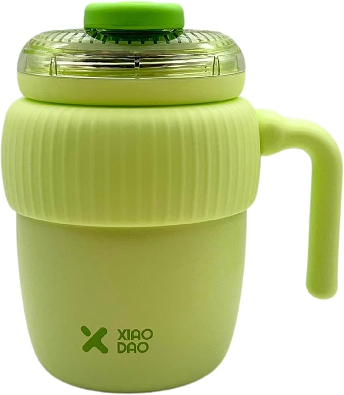 Super Cute Pink Coffee Water Cup for Office or Home Vacuum Insulated Stainless Steel with Handle Leak Proof Hygienic Large Capacity 12 Hours Hot and Cold 420ml (Green)