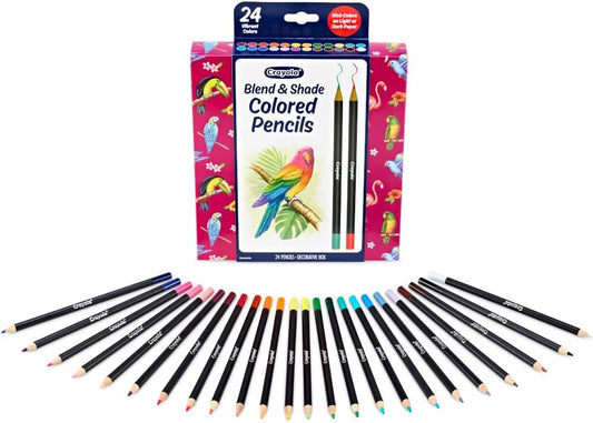 Crayola 24 Count Blend & Shade Colored Pencils – Soft Gel Cores for Smooth Blending & Vibrant Colors | Non-Toxic Art Supplies for Kids & Artists, Creative Gift Set