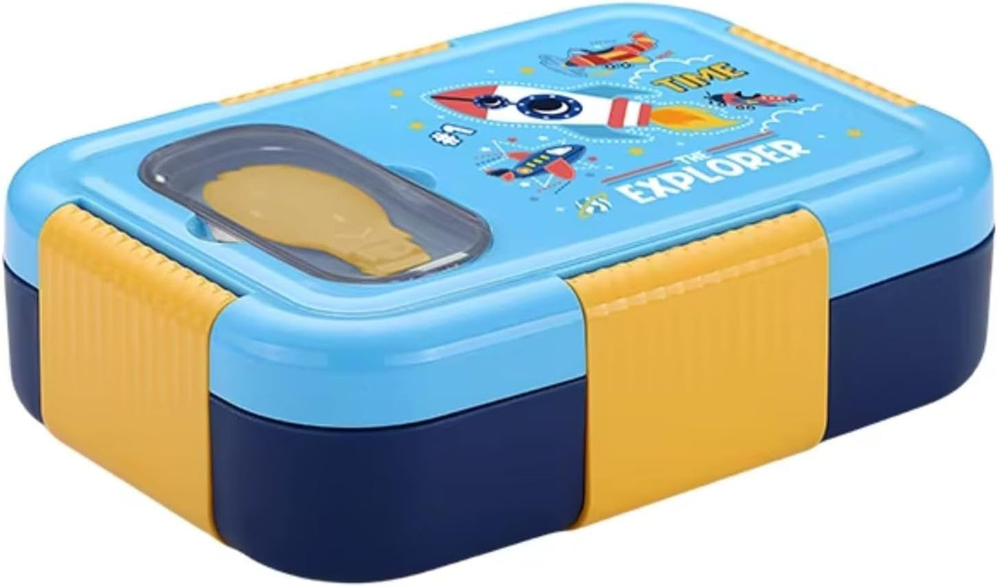 Stainless Steel School Lunch Box for Kids – 3 Compartment, 600ml Bento Tiffin Food Container, Durable & Portable Container for School & Travel (You soon) (Blue)