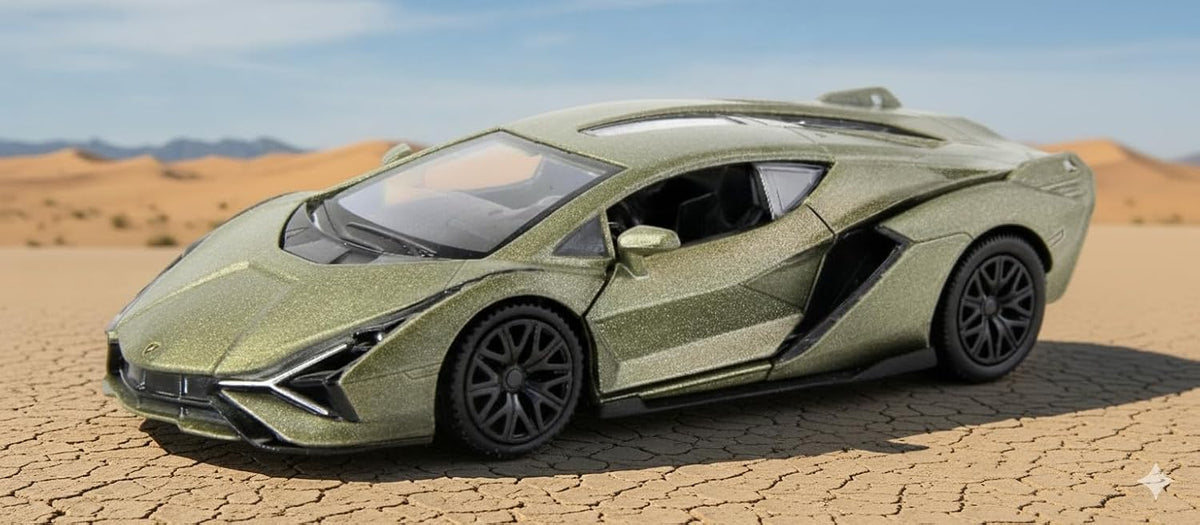 D-Power 1:36 Diecast Lamborghini Sian FKP 37 – Matte Green, Pull Back, Collectible Model Car