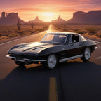 D-Power 1:36 Diecast Chevrolet Corvette Stingray Split Window 1963 Matte Black – Collectible Miniature Car Model