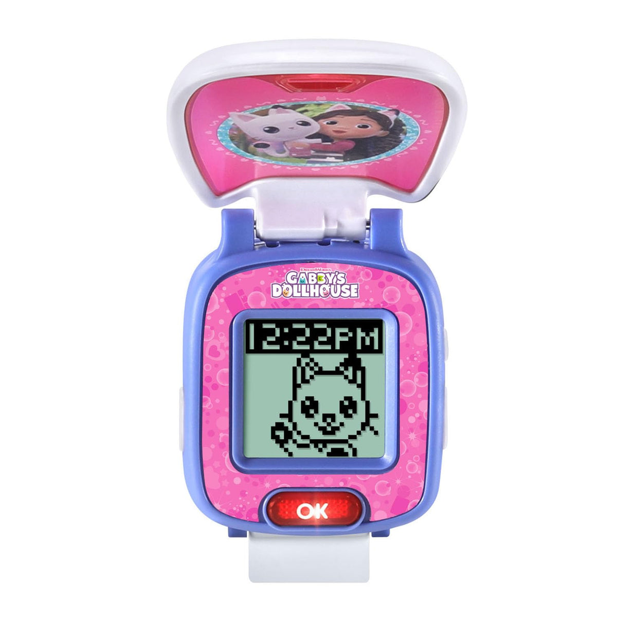 Vtech - Gabby's Dollhouse Pandy Paws' Paw-Tastic Watch - Multicolour | Cute wristwatch featuring Pandy Paws includes ten themed digital clock faces, a stopwatch, timer, alarm clock |  Suitable ages for 3 + up