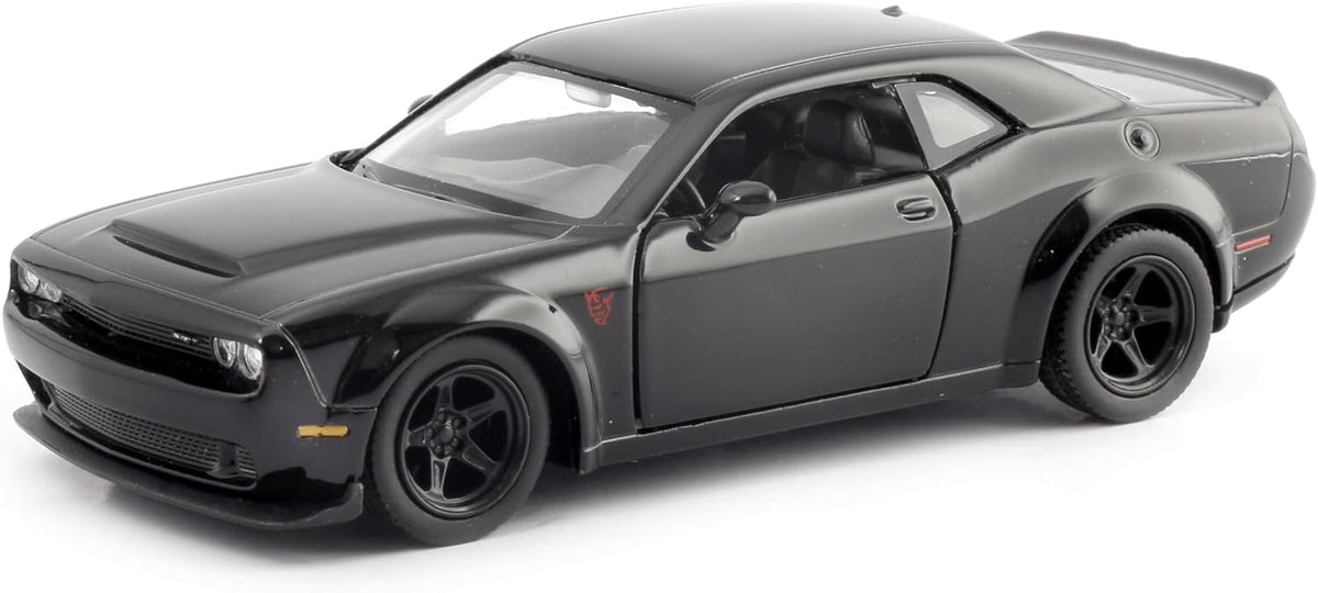 D-Power 1:36 Diecast Dodge Challenger SRT Demon 2018 – Matte Black, Pull Back, Collectible Model Car