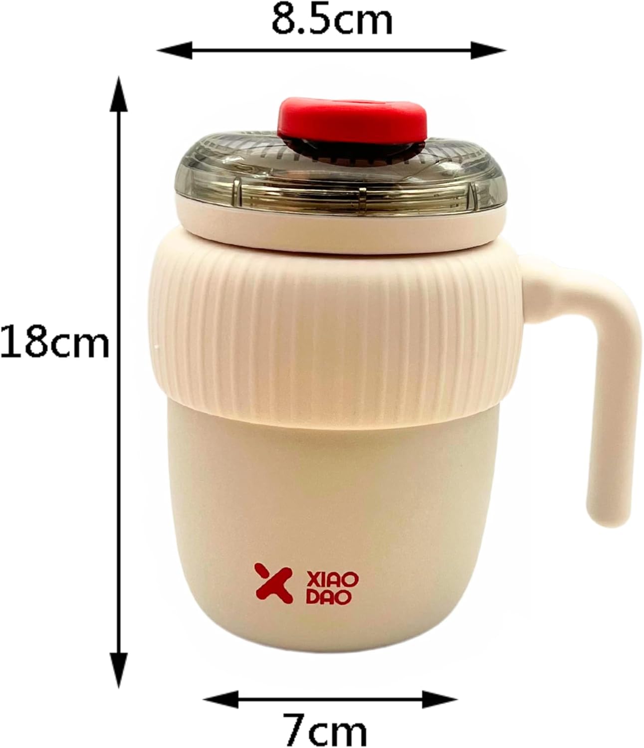 Super Cute Pink Coffee Water Cup for Office or Home Vacuum Insulated Stainless Steel with Handle Leak Proof Hygienic Large Capacity 12 Hours Hot and Cold 420ml (Cream)