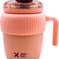 Super Cute Pink Coffee Water Cup for Office or Home Vacuum Insulated Stainless Steel with Handle Leak Proof Hygienic Large Capacity 12 Hours Hot and Cold 420ml (Pink)