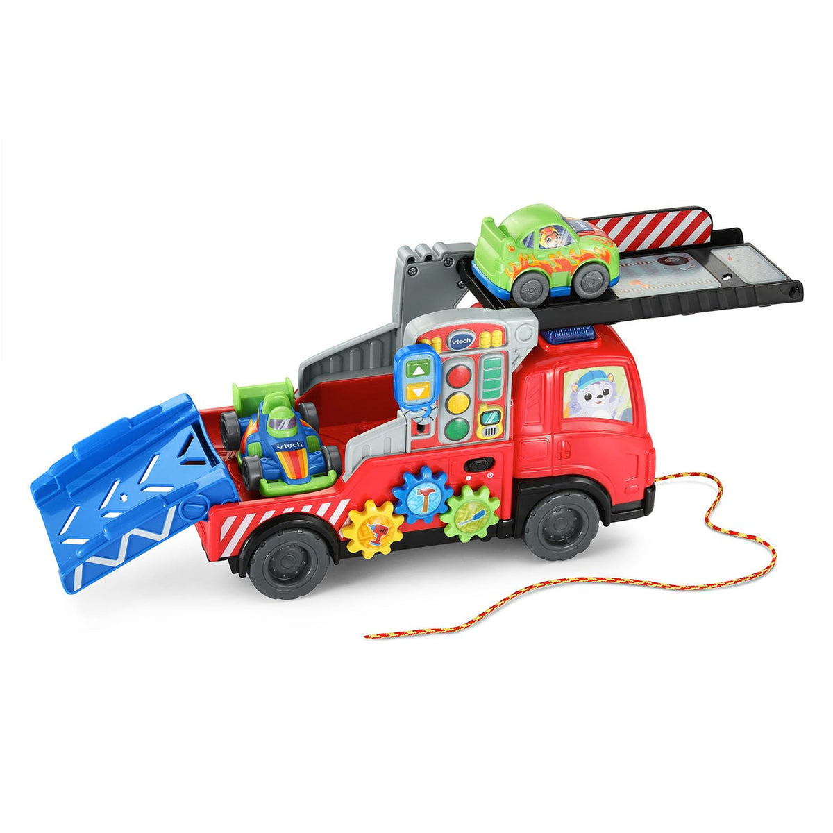 Vtech 3-in-1 Musical Car Carrier Truck Toy with Repair Center, Pull-Along Cord & 2 Race Cars for Toddlers (12–36 Months)