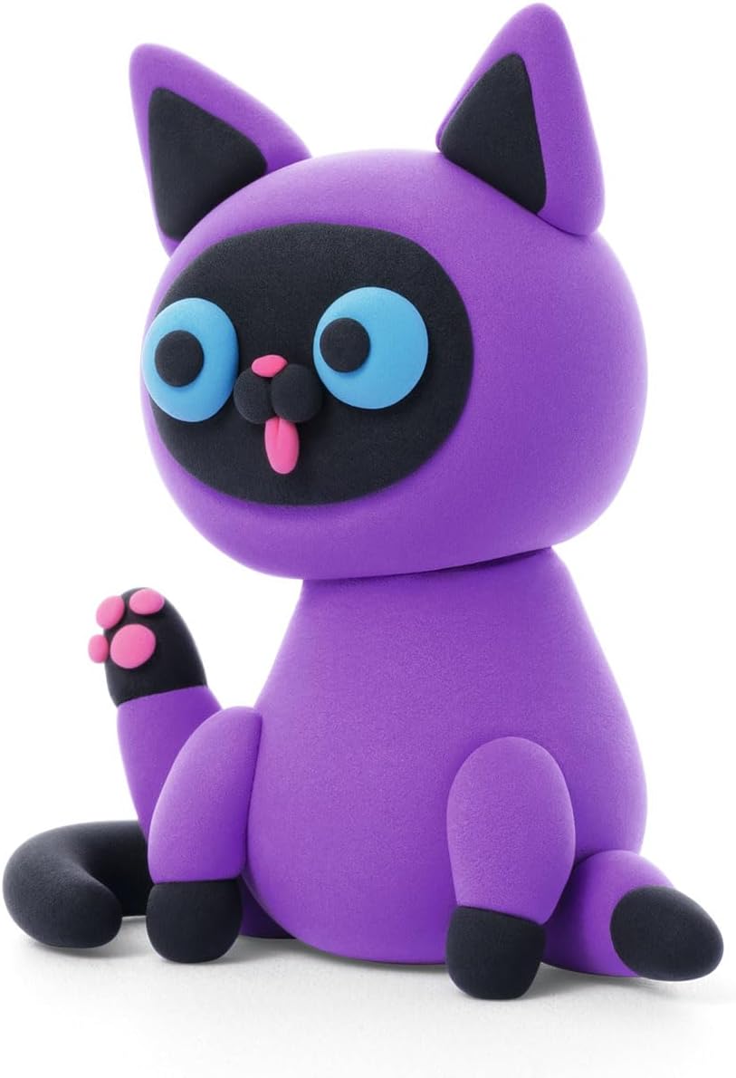 Hey Clay - Fluffy Pets SIAMESE CAT Colourful modelling air-dry clay, 3 cans with fun interactive app for kids 3 years +