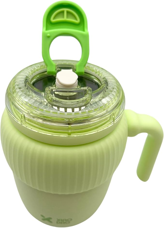 Super Cute Pink Coffee Water Cup for Office or Home Vacuum Insulated Stainless Steel with Handle Leak Proof Hygienic Large Capacity 12 Hours Hot and Cold 420ml (Green)
