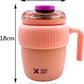 Super Cute Pink Coffee Water Cup for Office or Home Vacuum Insulated Stainless Steel with Handle Leak Proof Hygienic Large Capacity 12 Hours Hot and Cold 420ml (Pink)