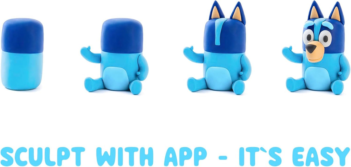 Hey Clay - Bluey. Colorful modeling air-dry clay, 5 cans with fun interactive app for kids aged 3+ years.