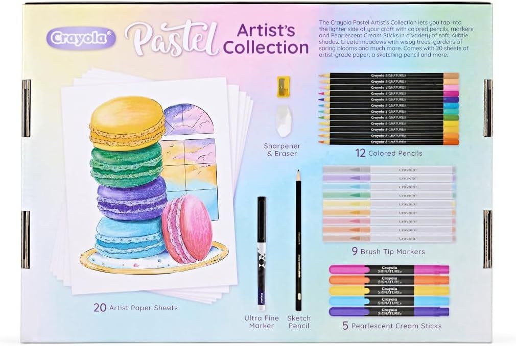 Crayola Pastel Artist Collection Kit | This ideal starter art set for beginners, also works great as an add-on to current color collections | Wonderful for birthdays and holidays, these art supplies are safe and nontoxic for ages, 8 & up.