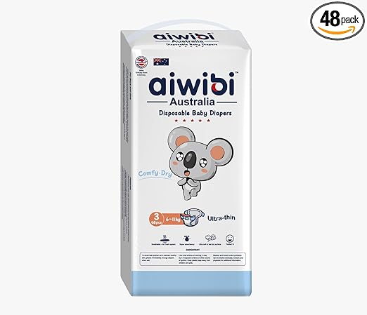 Aiwibi Comfy Dry Baby Pants, Size 3, M 6-11kg, 48's, Pack of 3