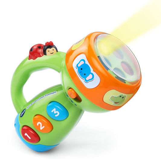 VTech Spin & Learn Color Flashlight Toy with Light-Up Colors, Music & Animal Sounds for Babies