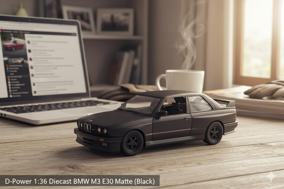 D-Power 1:36 Diecast BMW M3 E30 (1986-1991) Matte Black – Collectible Miniature Car Model