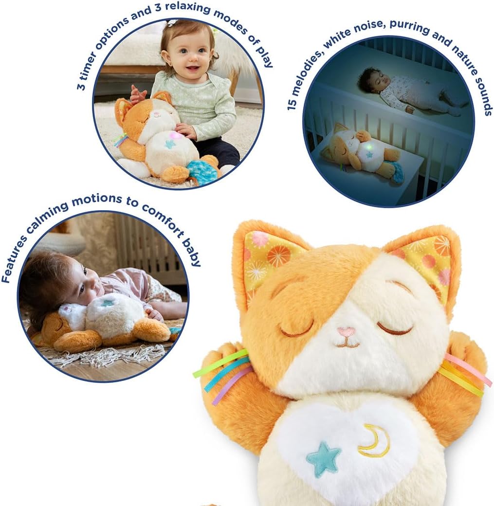 VTech Calming Purrs Kitten – Soft & Snuggly Interactive Baby Toy with Gentle Motions, Soothing Lights, 15 Melodies, White Noise & Timer Options for Infants 0M+