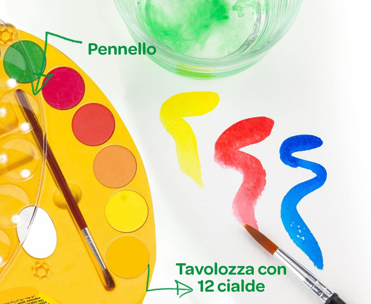 Crayola Watercolour Paint Set for Kids – 12 Washable Paints with Brush & Lockable Palette | Non-Toxic Art Supplies for Painting, School & Creative Activities