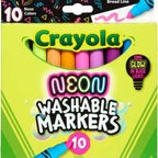 Crayola Neon Washable Markers, Broad Line, 10 Count