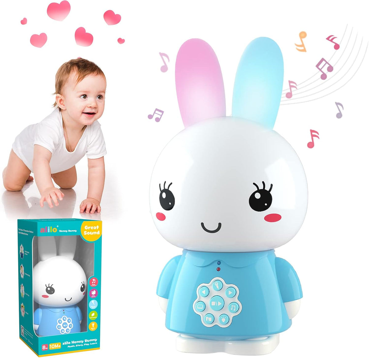 Alilo - Honey Bunny, G6 – Blue | With over 60 popular nursery rhymes and bedtime stories | Night Light for Kids, Rechargeable | 10 M+