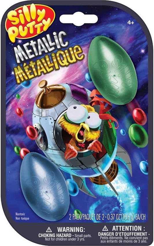 Crayola Silly Putty Metallic Eggs 2-Pack – Assorted Vibrant Colors, Sensory Fidget Toy for Kids Ages 4+, Classic Stretchy Putty, Non-Toxic