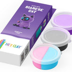 Hey Clay - Fluffy Pets SIAMESE CAT Colourful modelling air-dry clay, 3 cans with fun interactive app for kids 3 years +