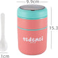 Double Soup Bowl Insulated Lunch Container Thermos Steel Food Jar with Spoon Stainless Steel 2 Compartment Leak Proof Airtight Lunch Container for Hot and Cold Food 710ml (Pink)