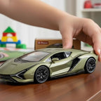 D-Power 1:36 Diecast Lamborghini Sian FKP 37 – Matte Green, Pull Back, Collectible Model Car