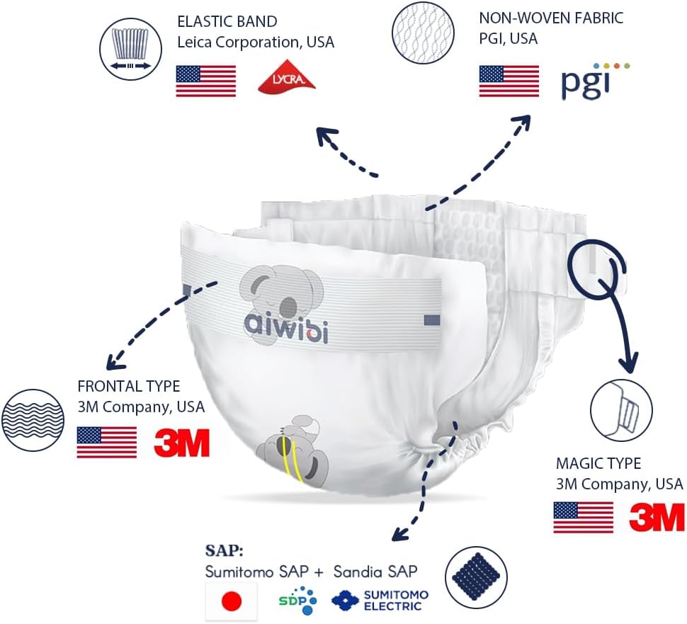 Aiwibi Ultra-thin premium baby pants diaper, cotton-like, anti-irritation,size L (9-14 kg) 44 counts