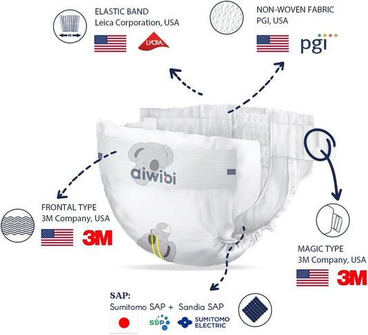 Aiwibi Ultra-thin premium baby pants diaper, cotton-like, anti-irritation,size L (9-14 kg) 44 counts