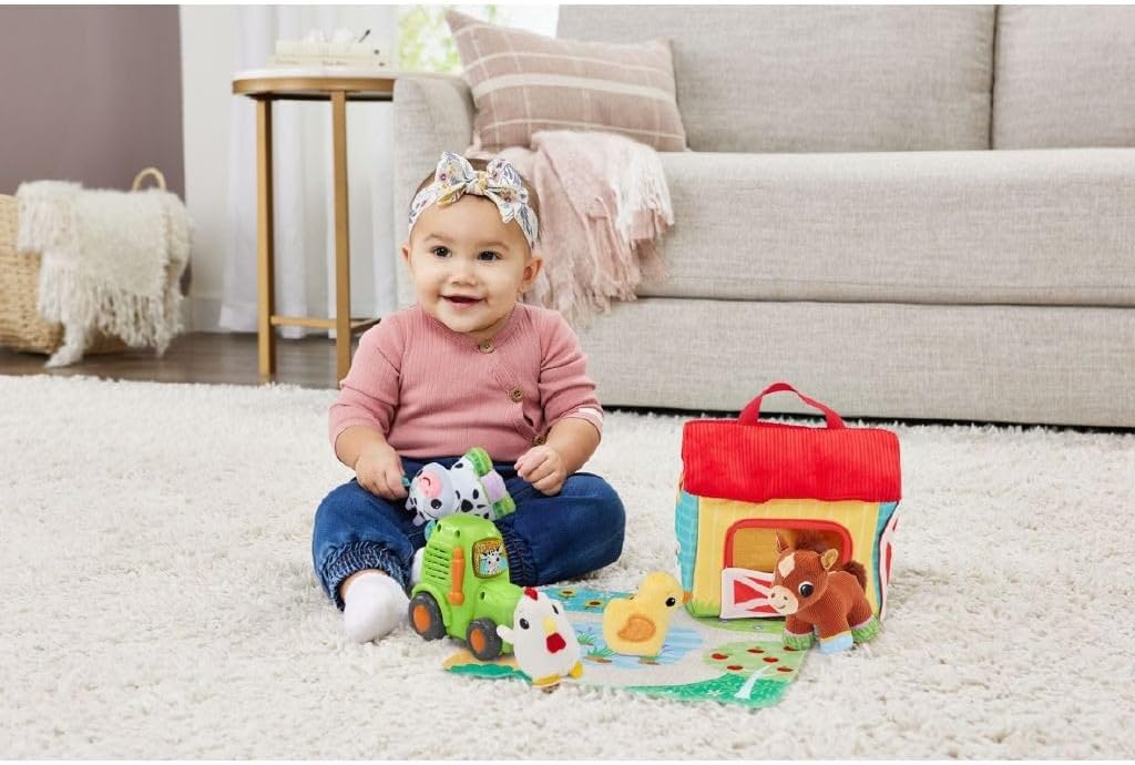 VTech Farmyard Animals Soft Play Set – Interactive Baby Toy with Plush Farm Animals, Tractor & Play Mat | Teaches Animal Sounds, Music & Imaginative Play | Portable Barn Storage