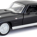 D-Power 1:36 Diecast Chevrolet Corvette Stingray Split Window 1963 Matte Black – Collectible Miniature Car Model
