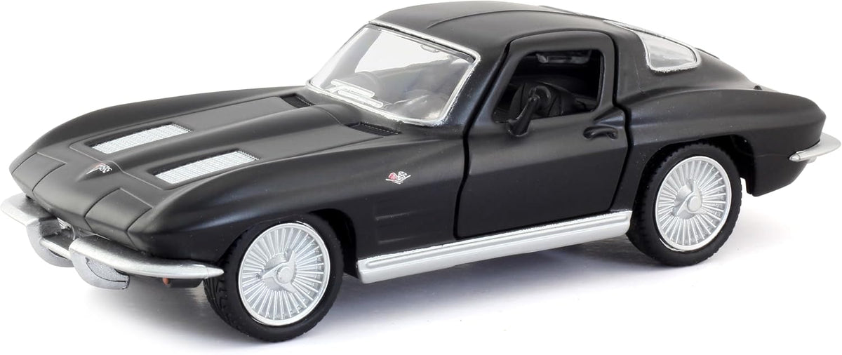 D-Power 1:36 Diecast Chevrolet Corvette Stingray Split Window 1963 Matte Black – Collectible Miniature Car Model