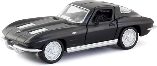 D-Power 1:36 Diecast Chevrolet Corvette Stingray Split Window 1963 Matte Black – Collectible Miniature Car Model