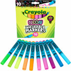 Crayola Neon Washable Markers, Broad Line, 10 Count